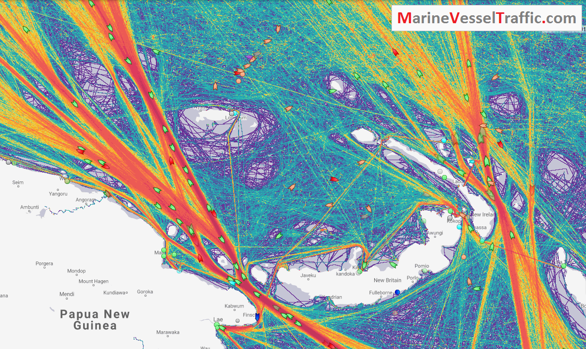 Live Marine Traffic, Density Map and Current Position of ships in BISMARCK SEA